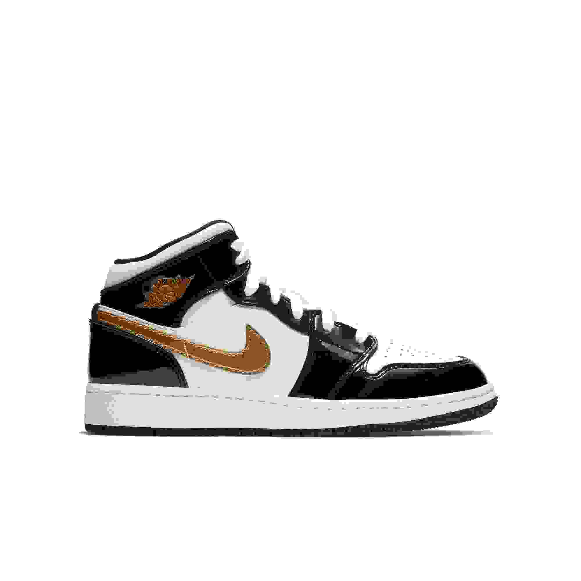Jordan 1 Mid SE Grade School Kids' "Black Gold" Shoe